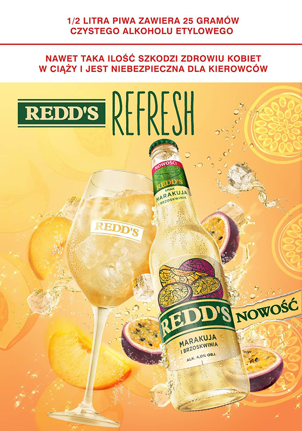 Passion Fruit and Peach – the hottest couple of the season. New variant in the Redd’s family of flavoured beers