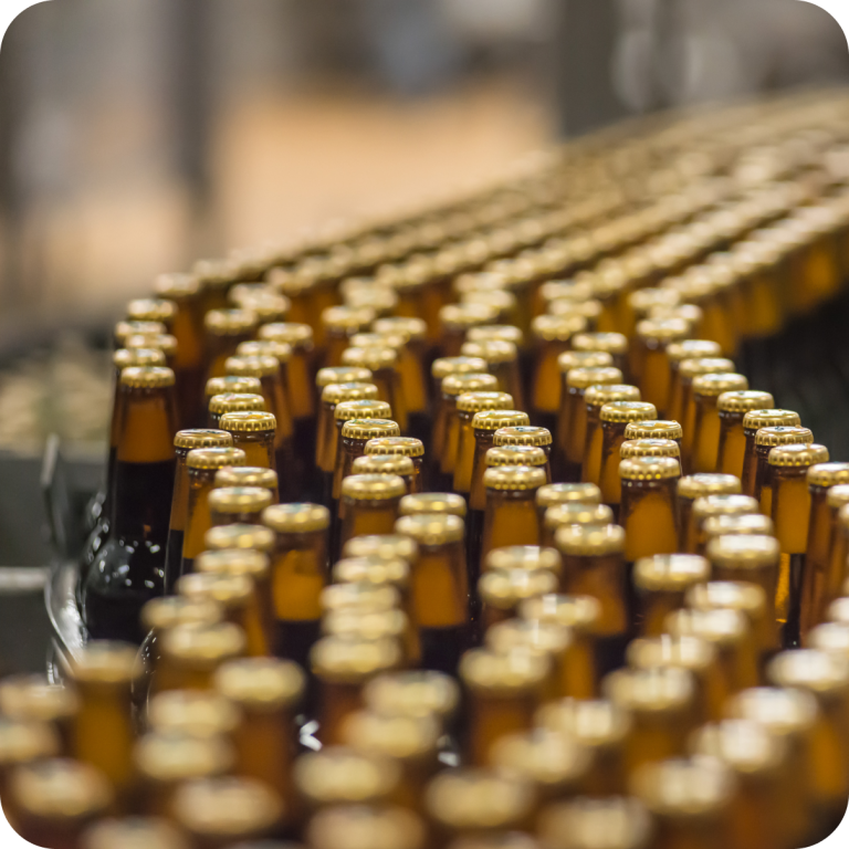 Taśma produkcyjna z butelkami